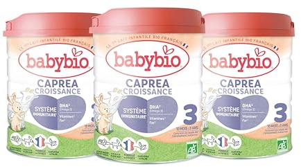 Babybio - Lait Infantile - Caprea 3ème Âge - 800g - Au lait de chèvre - dès 10 Mois - BIO - Fabriqué en France - Sans Huile de Palme - Lot de 3