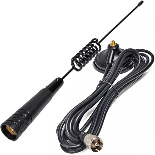 HYS 27 MHz Funkgeräte Magnetische Basisantenne mit PL259 | 6,3 cm Magnetfuß, Magnethalterung, 26–28 MHz CB Antenne Kompatibel mit für Cobra Midland Uniden Anytone Mobiles CB Gerät