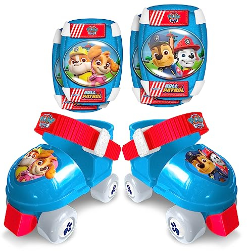 Combo Patins 4 Roues + GENOUILLERES COUDIERES Paw Patrol, Blue & Red, 23/27