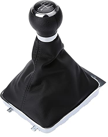 QISUO Gear Shift Knob Gaitor, 5 Speed Gear Shift Knob Stick Boot Gaiter Frame for VW Passat B6 Black