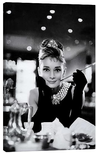 Posterlounge Breakfast at Tiffany's Leinwandbild 20 x 30 cm | Hollywood Filmplakat 50er 60er Vintage Klassiker Frühstück Bei Tiffany Kult Film Filmstar Kino Blockbuster Porträt
