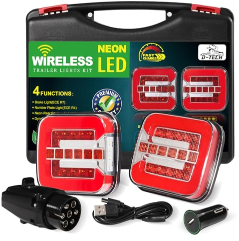 D-TECH Kabellos LED Rückleuchten Anhänger mit Magnet, Akku led Beleuchtung Rückleuchte Anhänger 12V 24V Universal, Bluetooth LED Magnetische Anhänger Rücklichter