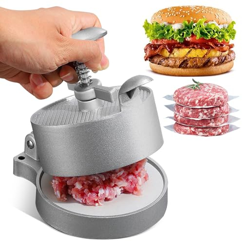 Bocguy Burger Pattie Presse, Burgerpresse, Hamburgerpresse mit Antihaftbeschichtung, Burger Pattie Presse für leckere Burger Patties, Fleischbällchen, Cheeseburger, BBQ, 18,5 x 13 x 12,5cm