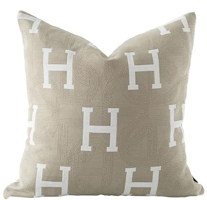 Croker Horse 18x18'' Inches Throw Pillow Cushion Cover - H Letter Embroidery Modern Fashion Style Couch Sofa Pillow Cover for Living Room Bedroom
