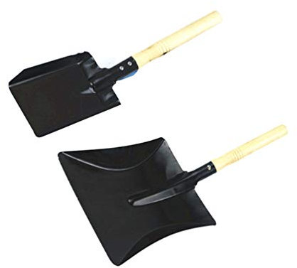 BBQ Grill Ash Pan, Metal Dustpan Carbon Steel Ash Coal Fireplace Shovel Charcoal Grill Accessories Garden Hand Tools 2PCS (Large Shovel, Small Shovel) (Color : Small)