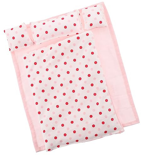 BESTonZON Jeu de Draps et Couvertures pour Maison de Poupée - Lit Allumé, Oreillers, Literie, Couvre-Chef en Chiffon Rose - Petit