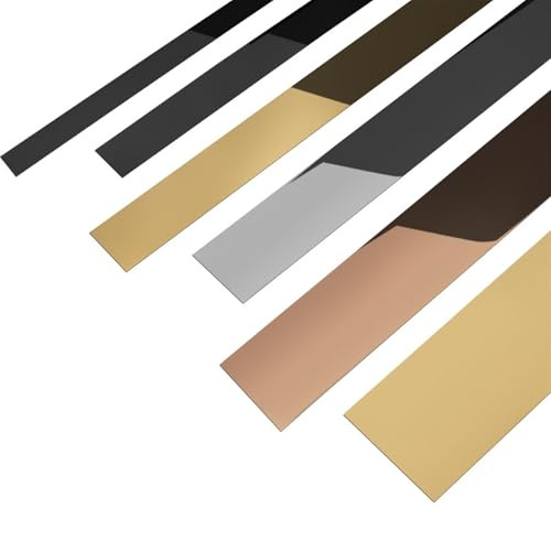 LKYJD Garniture murale de moulure de bande de chant auto-adhésive, finition métallisée en acier inoxydable 201, garniture décorative de 3 m/rouleau for armoire de meubles de miroir de mur de porte(Gol
