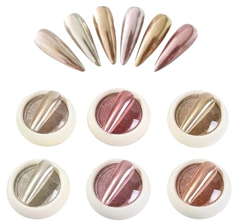 Chrome Nail Powder Dipping Powder Nails Set mit 6 Farbe Spiegeleffekt Nageldesign Cromepulver nägel für Frauen und Mädchen