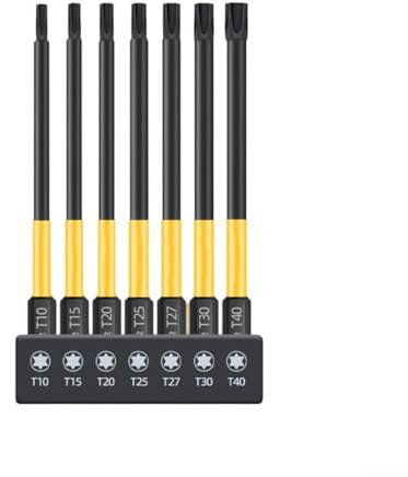 Getdoublerich Jeu d'embouts de tournevis Torx professionnels 7 pièces, forets Torx avec embout Torx magnétique et support pratique (100 mm)