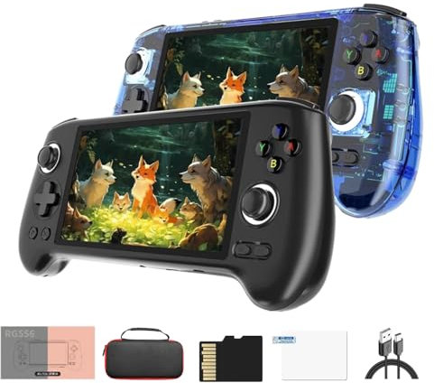 NULA RG556 - Console da gioco portatile in stile retrò, Android 13 con 8 + 128 G (senza mappa) e custodia, touch screen AMOLED, schermo Unisoc T820, supporto WiFi