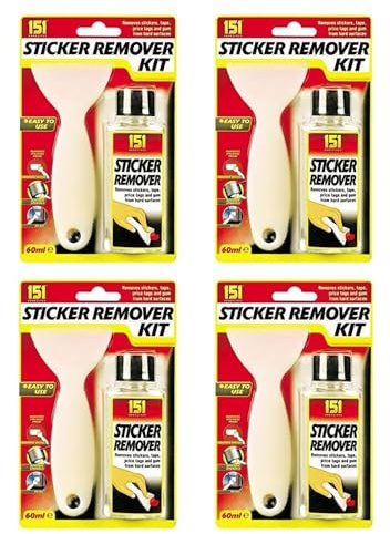 DIOXSTAR Sticker Remover Kit, Effectively Removes Stickers, Tape, Price Tags & Gum from Hard Surfaces, Quickly and Easily Removes Stickers, Lightweight (4 PCS)