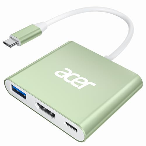 Acer USB-C HDMI Multiport Adapter - 4K, 100W PD, USB 3.0 5Gbps Datenport - Kompatibel Mit MacBook Pro/Air, Dell XPS, Surface Pro, Galaxy S24 Ultra - Grün