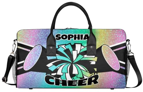Mintoprints Personalisierte Cheerleader-Tasche für Cheerleader, Sporttasche, Reisetasche, Reisetasche, Wochenendtasche, Blau, 17.4x8.3x9.5, Cheerleading