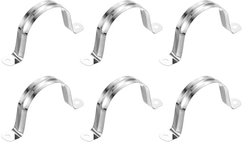 sourcing map Rigid Pipe Straps 60mm(2.36) 304 Stainless Steel 6Pcs | 2 Hole U-Shaped Bracket,Tube Hanger Pipe Clamps,for Fixing Pipe Cable