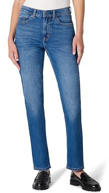 Amazon Essentials Jeans a Vita Alta a Gamba Dritta Donna, Blu Medio, 48