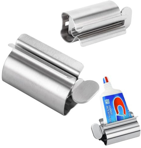XYTAHDM 2er-Pack Tubenquetscher,Zahnpasta Squeezer Edelstahl Sparen Zahnpasta total Squeeze Out leere Rohre, geeignet für Zahnpasta, Ölfarbe, Handcreme oder Salbe