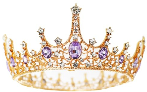 Hoshisea Lila Strass Krone, Krone Hochzeit Diadem, Krone Tiara Braut, Tiara Krone für Frauen, Verwendet bei Schönheitswettbewerben, Hochzeiten, Partys, Brautkopfbedeckungen (Lila)
