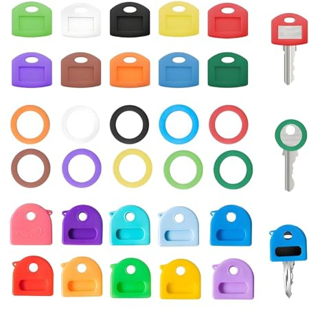 Lyivisk 30 unidades de tapas semicirculares cuadradas y redondas para llaves en 10 colores, 3 estilos, práctico marcador para facilitar la identificación y organización de las llaves