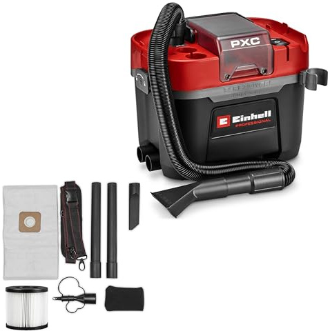 Einhell Professional Aspirateur eaux et poussières sans Fil TP-VC 18/10 Li BL L-Solo Power X-Change (18 V, Moteur brushless, cuve 10 L, 2 Modes d’Aspiration, Filtre à Plis et Buses, sans Batterie)