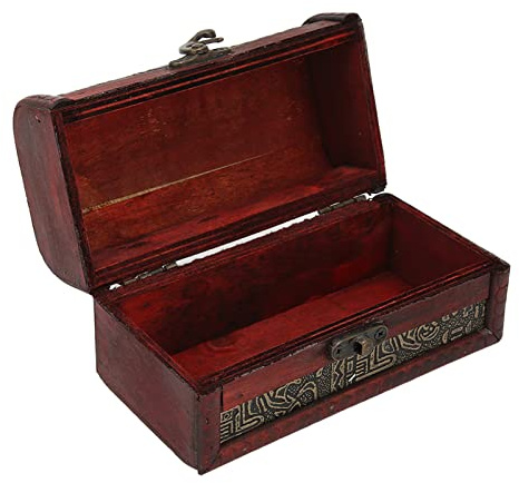 Pilipane Skattkista av trä, retrostil, vintage smyckeskrin förvaring, souvenir, röd