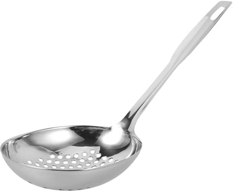 Housoutil Colador de Acero Inoxidable 304, Cuchara Coladora Multifuncional de Cocina, Espumadera Ancha para Pasta y Fritura, Utensilio Hogar y Restaurante, Herramienta Duradera para Servir