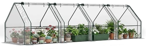 Outsunny Mini Serre de Jardin Mini Serre Tunnel 360L x 90l x 90H cm Toit Pointu Acier PE Haute densité 140 g/m² Anti-UV fenêtres avec Zip enroulables Transparent