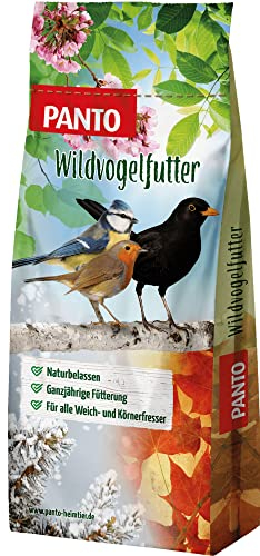 PANTO Wildvogelfutter Power Mix – 20 kg Vogelfutter für Futterhäuschen, Streufutter für Vögel mit Sonnenblumenkernen, Erdnüssen, Rosinen, Getreideflocken