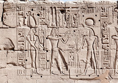 wandmotiv24 Fototapete Wand Hieroglyphen-schnitzereien, M 250 x 175 cm - 5 Teile, Wanddeko, Wandbild, Wandtapete, Ägypten M0817