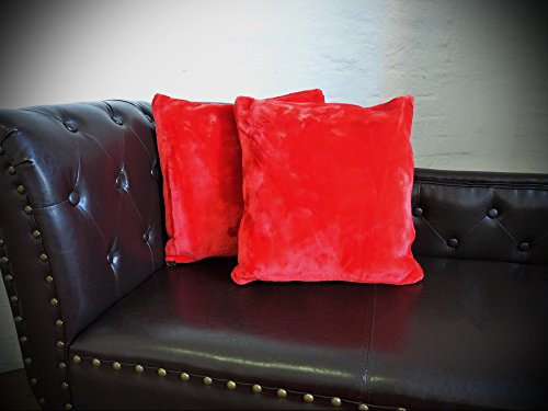 Natur-Fell-Shop Kissen Kissenhülle Dekokissen Plüschkissen - passend zu unseren Kuscheldecken - Farbe und Größe zur Auswahl (50 x 50 cm, rubinrot)