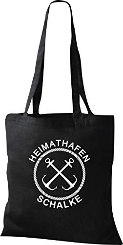 ShirtInStyle Stoffbeutel, Heimathafen Schalke, Lieblingsstadt, Heimatort, Familie, Urlaub, City, Stadt, Sprüche, Beutel, Jute, Tasche, Shopper, Farbe Schwarz