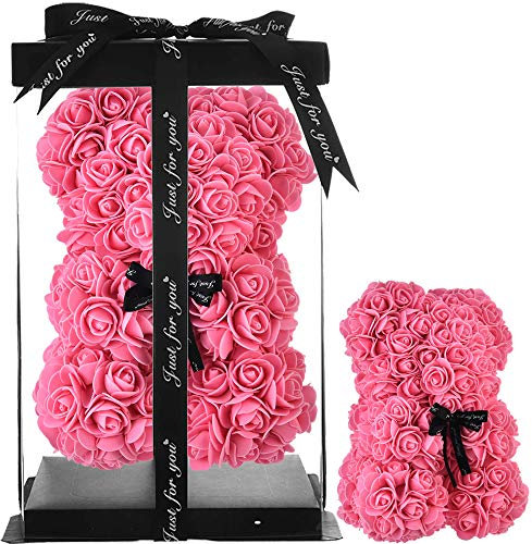Orso Rosa Orsacchiotto Rosa Regalo per Mamma Donna e Ragazza Regalo Anniversario Mamma Orso Rosa Orsacchiotto Rosa Fiore Fiore di San Valentino Regalo di Compleanno – Rose Bear con Scatola (Rosa)