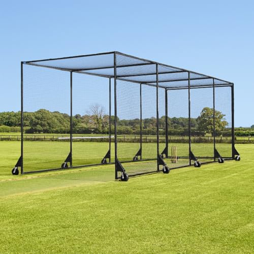 FORTRESS 360° Mobile Cricket Cage [Test Grade] | Pop Up Goals for Cricket | Cricket Set | Cricket Box Netting Cage System | Cricket Net Batting Cage | Sports Equipment