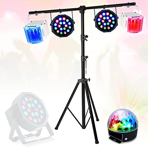 IBIZA LIGHT - Portique Dj + 5 jeux de lumière compacts et puissants idéal soirée dansante, anniversaire, mariage, fiesta familialle PA DJ SONO MIX LED BAR CLUB DISCO