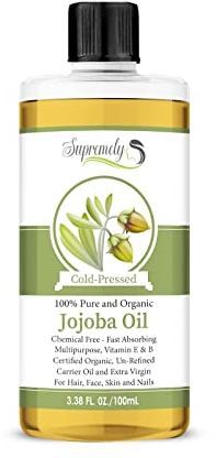 Golden Jojoba Oil 100% Pure & Natural Organic Cold Pressed Unrefined Carrier Oil for Face & Hair, Helps Fight Acne & Moisturize Skin
