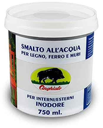 Cinghiale 807 Smalto all'Acqua 0,75 Litri Perla per Legno, Ferro e Muri Inodore per Interni ed Esterni VOC Bassissimi