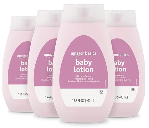 Amazon Basics Baby Lotion, Mild & Gentle, Lightly Scented, 13.6 Fl Oz (Pack of 4) (Previously Solimo)