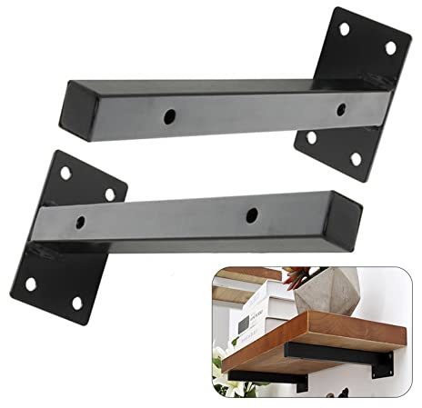 Sonakia Regalhalterung, Metall Regalträger, Schwerlast Regalwinkel, Retro Industrie Regal Unterstützung, Wandkonsole, Schwimmende Regalhalterungen, 15 cm / 5,9 Zoll, 2 Stück,Black-40cm/15.7in