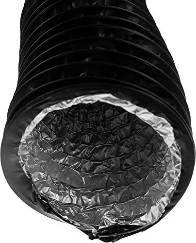 Vent Systems Ø125mm 3m Schwarz Lang Aluminium Abluftschlauch – Luftschlauch ist Flexibel, PVC, Wärmeisolierung – Universell Flex-Schlauch für Heizung, Klimaanlage, Trockner, Belüftungssystem