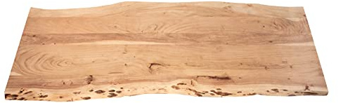SAM Holzplatte Louis 180x60 cm Akazie Natur lackiert Baumkante Tischplatte | Baumkanten-Platte, Akazienholz naturfarben massiv, für Heimwerker, Arbeitsplatten, Tische & Fensterbretter
