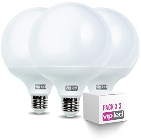 VIPLED-Lampadine LED,attacco grande E27,18W (Equivalenti a 140W),1550 Lumen,Lampadina Led globo luce bianca calda 3000K,Massima efficienza e Risparmio Energetico,forma G120 globo -Pacco da 3PZ
