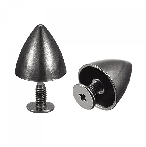 sourcing map 12x12mm Screw Back Rivets, 10 Sets Hollow Leather Studs Spike for DIY Black