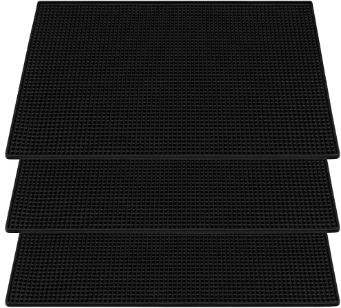 MANCHAP Lot de 3 tapis de bar noirs de 45,7 x 30,5 cm, tapis de service en caoutchouc antidérapant pour comptoir, bar à domicile, restaurant