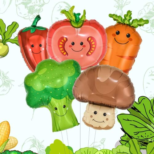 DIWULI süßes Gemüse Luftballon Set, Tomate Karotte Paprika Brokkoli Pilz Ballon-Set, Folien-Ballons, Folien-Luftballons, Kinder-Geburtstag, Motto-Party, Dekoration, Deko, Junges Gemüse, lustig, toll