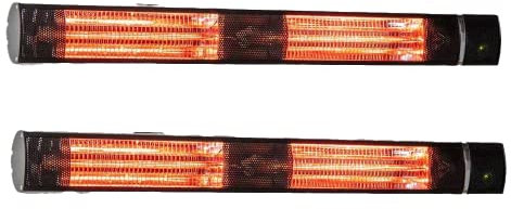 Heatlab 3kW Dual Wall Mounted IP44 Electric Patio Heater with Remote Control in Silver Pack of 2