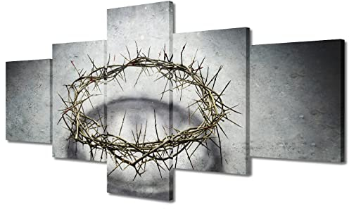 TUMOVO Dornenkrone, Leinwand, Wandkunst, Gemälde, Triumph von Jesus, Wanddekoration für Wohnzimmer, Jesus, Bilder, Druck auf Leinwand, Christus, Erlöser, gerahmt, Schlafzimmer, 127 cm Bx61 cm H
