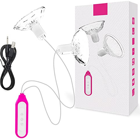 ScreaAss Elektrisch Nippelsauger Brustwarzen Vibratoren Für Sie Silikon Milchpumpe Nippel Sucker Vibrator Brust Stimulation Massagegerät Mit 3 Vibrationsmodi / 9 Frequenzen Sexspielzeug,Rosa,USB