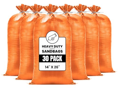(Nicht in China hergestellt), robuste Sandsäcke für Überschwemmungen, leer mit Schnüren, UV-Schutz für 1600 Stunden, Hochwassersperre, Sandsäcke, 35,6 x 66 cm, Sandsack für Gewicht, 22,7 kg Kapazität