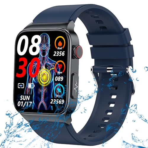 Smartwatch Damen Herren IP67 Wasserdicht Fitnessuhr Sportuhr Bluetooth-Anrufe mit 1.92''Touchscreen Herzfrequenz-Schlafmonitor 7 Tage Lange Akkulaufze Itmehrfach Sportmodi,für Android IOS Blau