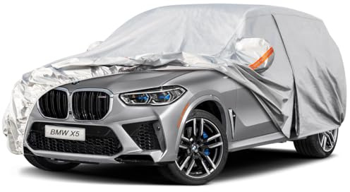 Kayme Autoplane Wasserdicht Atmungsaktiv für BMW X5 (2010-2025), 6 Schichten Vollgarage Autoabdeckung für Regen Sonne Staub Schutz Verkratzt, Autoabdeckung mit Reflektierenden Streifen.