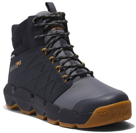 Timberland PRO Men's Morphix 6 Inch Composite Safety Toe Waterproof Industrial Casual Sneaker Boot, Grey/Navy-2024 New, 8.5